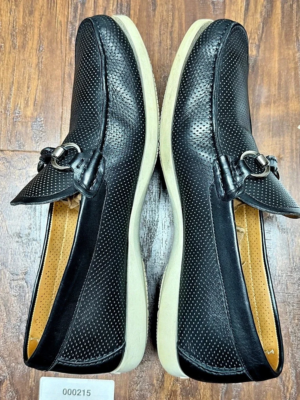 Magnanni Men’s 8.5 M Black Leather Perforated Horsebit Loafers Made in Spain